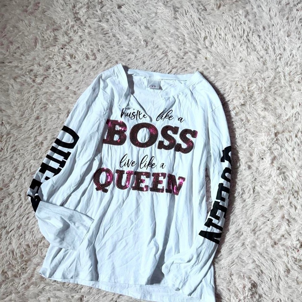 Sequined Boss Baby Queen Main Character Business Owner Athletic Top Womens 2X